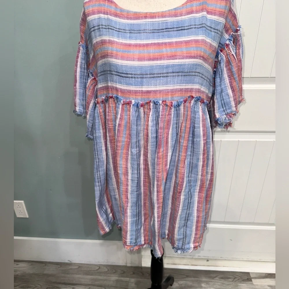 Free People Summer Nights Striped Cotton Tunic size XS